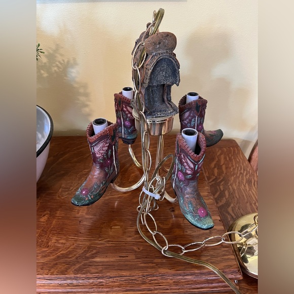 Rustic OOAK Cowboy Boot Chandelier - Picture 11 of 16